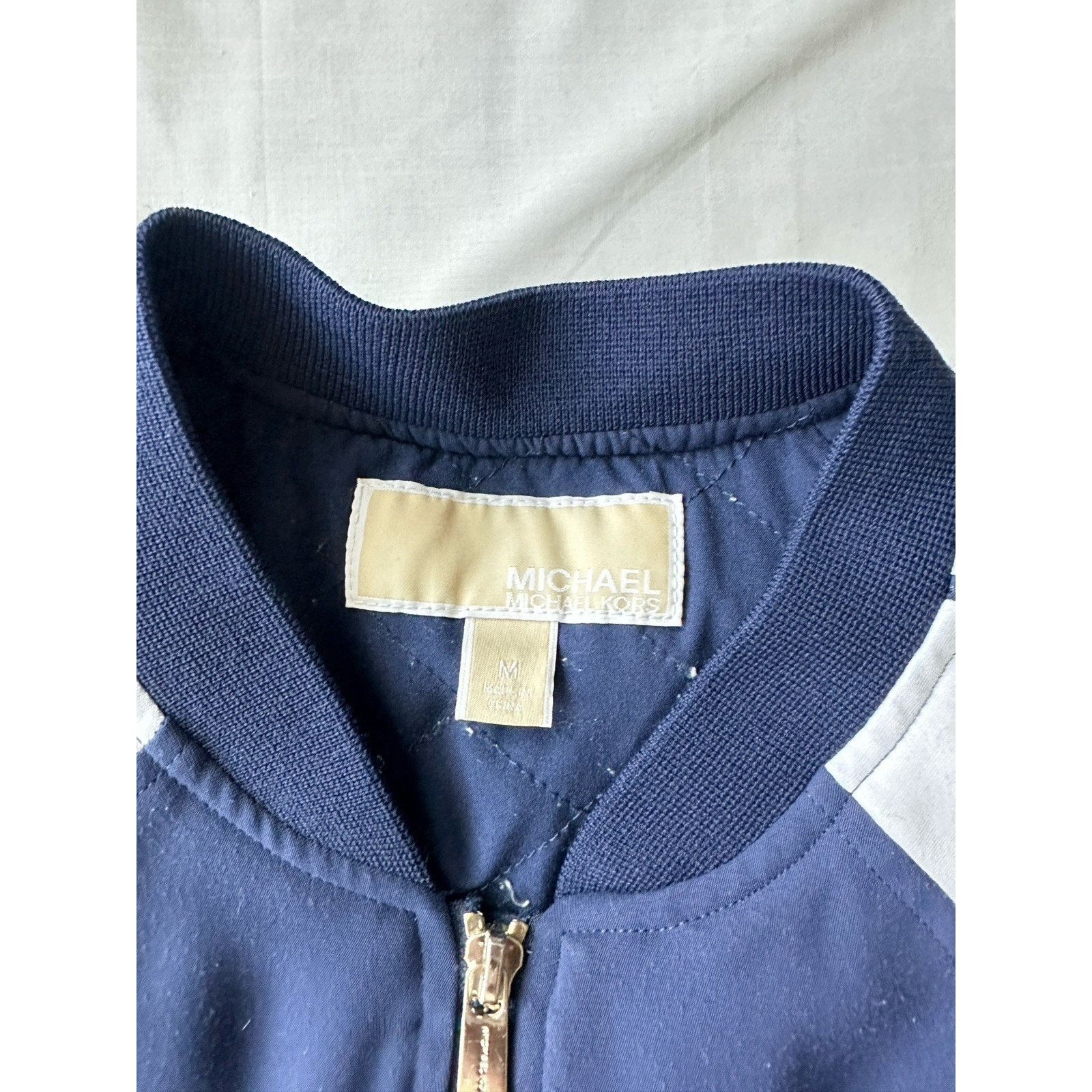 Michael Kors MICHAEL KORS M Women's Navy Blue Velour GoldZip Track Jacket Size M / US 6-8 / IT 42-44 - 2 Thumbnail