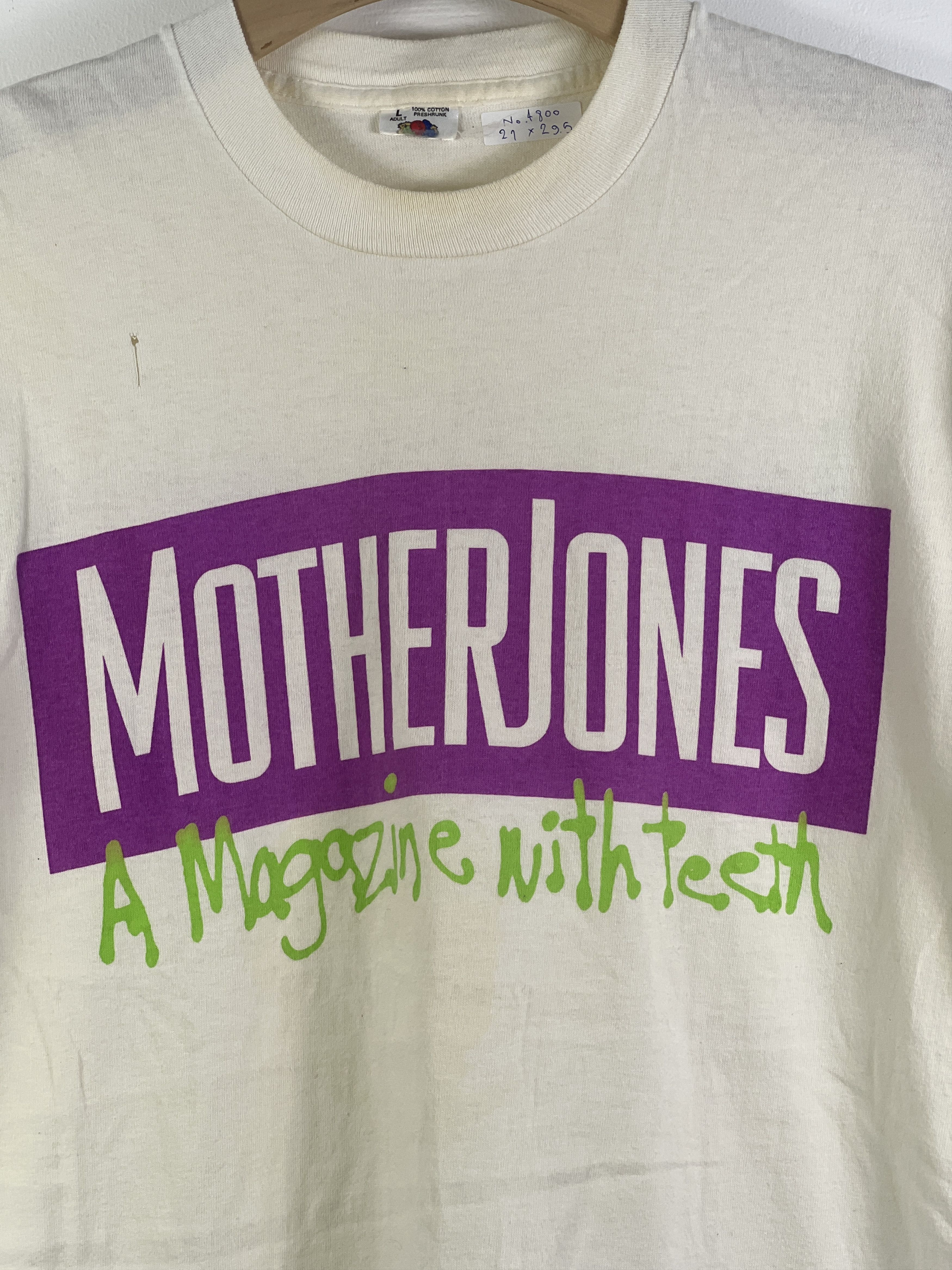 Vintage No.4800 Vtg 90s Mother Jones Magazine Promo Graphic Tee (L) Size US L / EU 52-54 / 3 - 2 Thumbnail