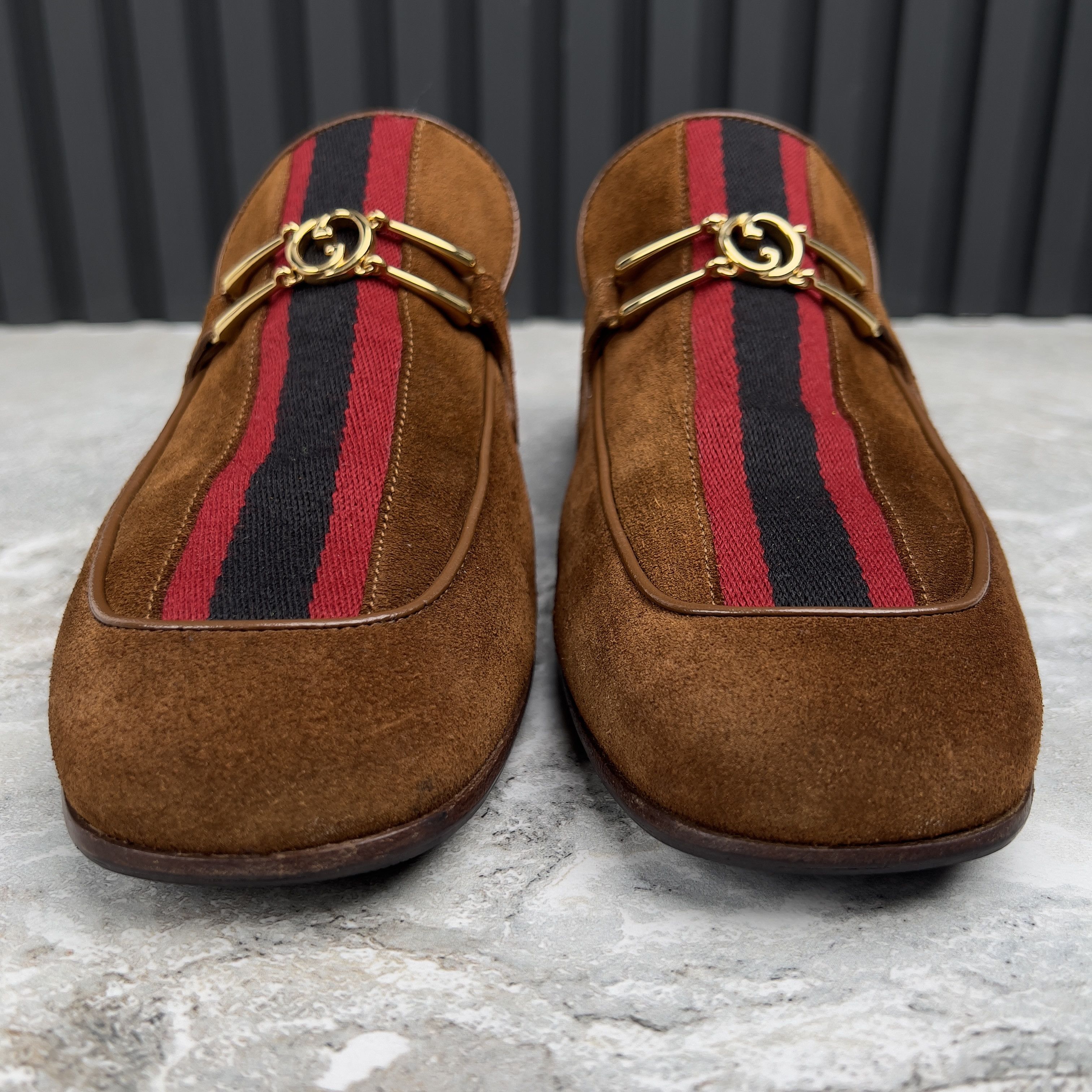 Gucci GUCCI Web Interlocking GG Horsebit Loafers Suede Size US 8 / EU 41 - 8 Thumbnail