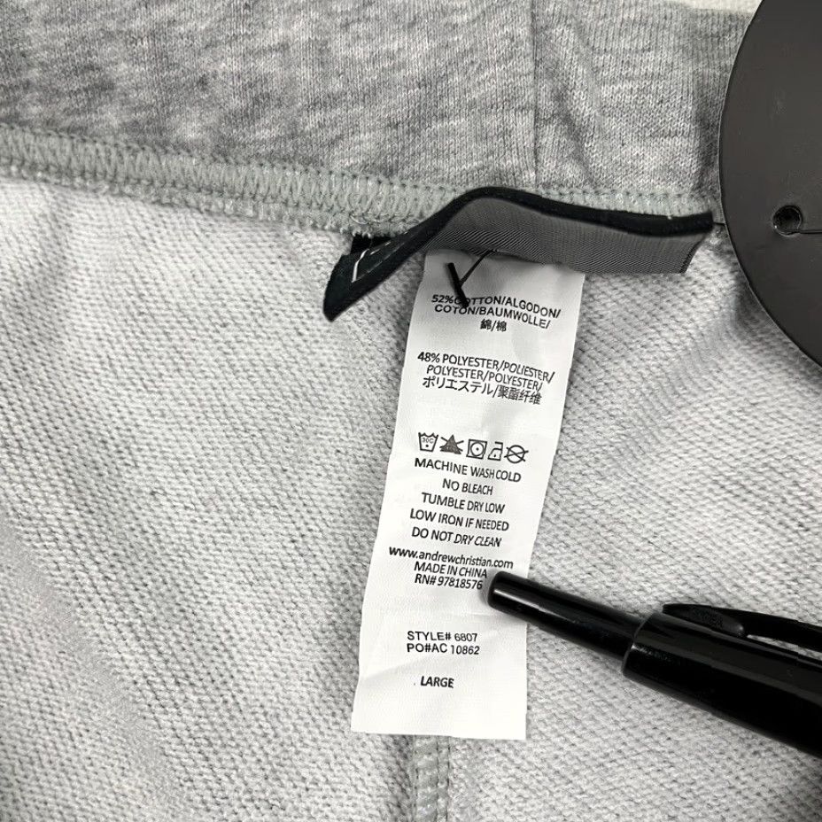 Vintage Andrew Christian Sweat Shorts Men Large 32 x 3.5" Gray Stretch Contrast Trim NEW Size US 33 - 6 Thumbnail
