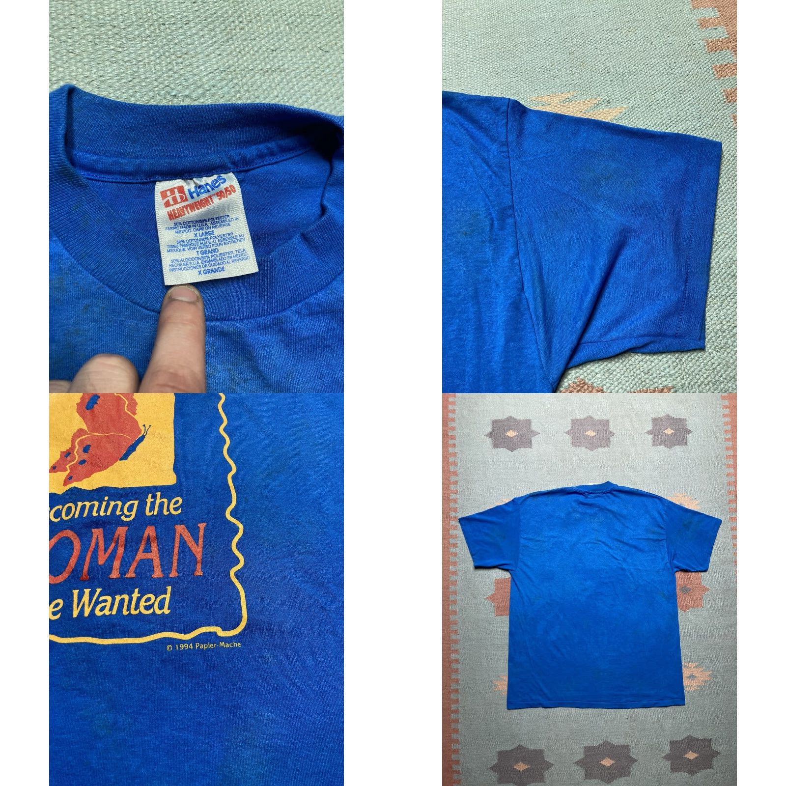 Hanes VINTAGE 90s graphic t shirt I am becoming the woman I’ve wanted butterfly XL Hanes Men T-Shirt XL Blue 90s Womens Mens Girls? Size US XL / EU 56 / 4 - 8 Thumbnail