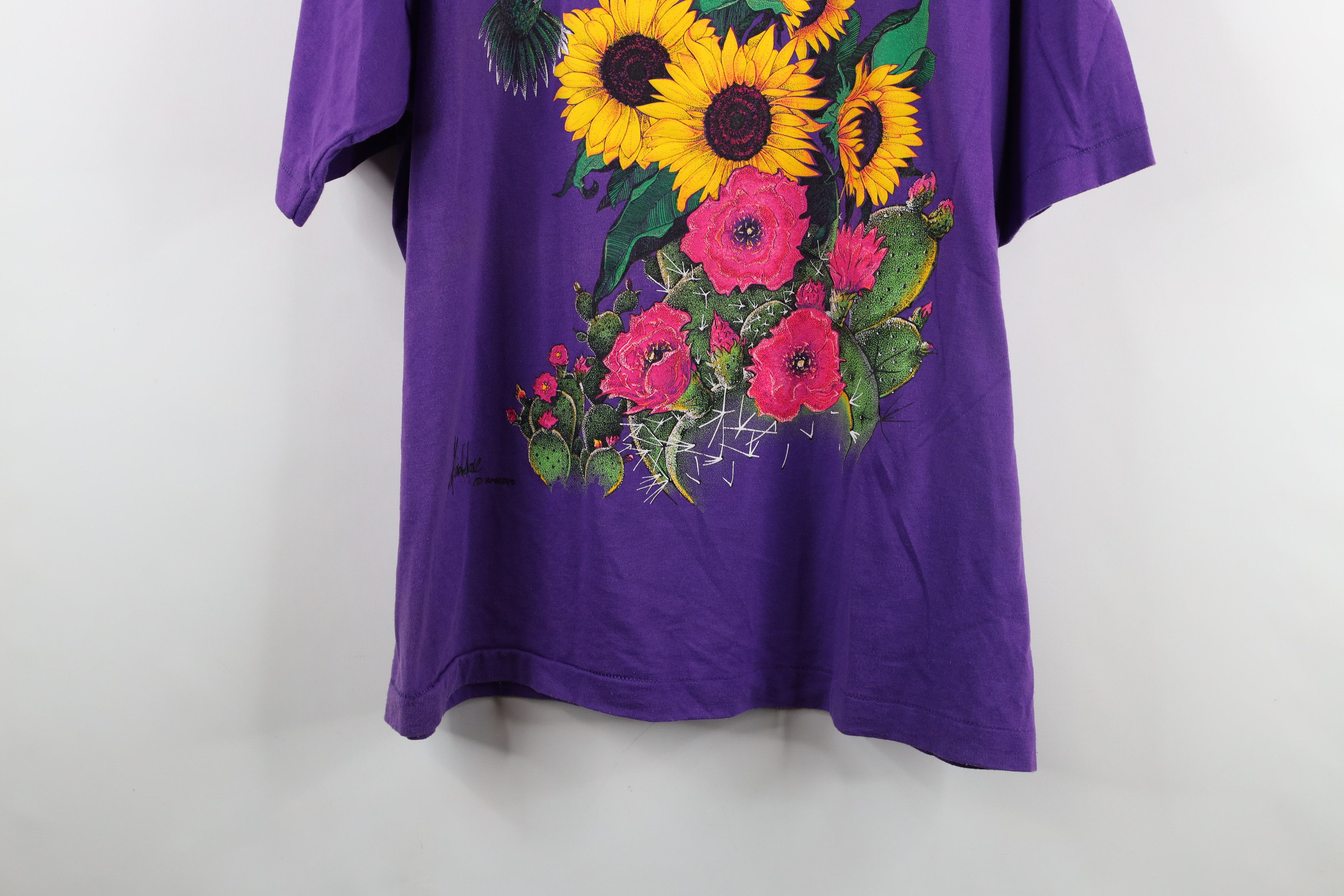 Vintage Vintage 90s Streetwear Nature Hummingbird Flower T-Shirt Size XL / US 12-14 / IT 48-50 - 3 Thumbnail