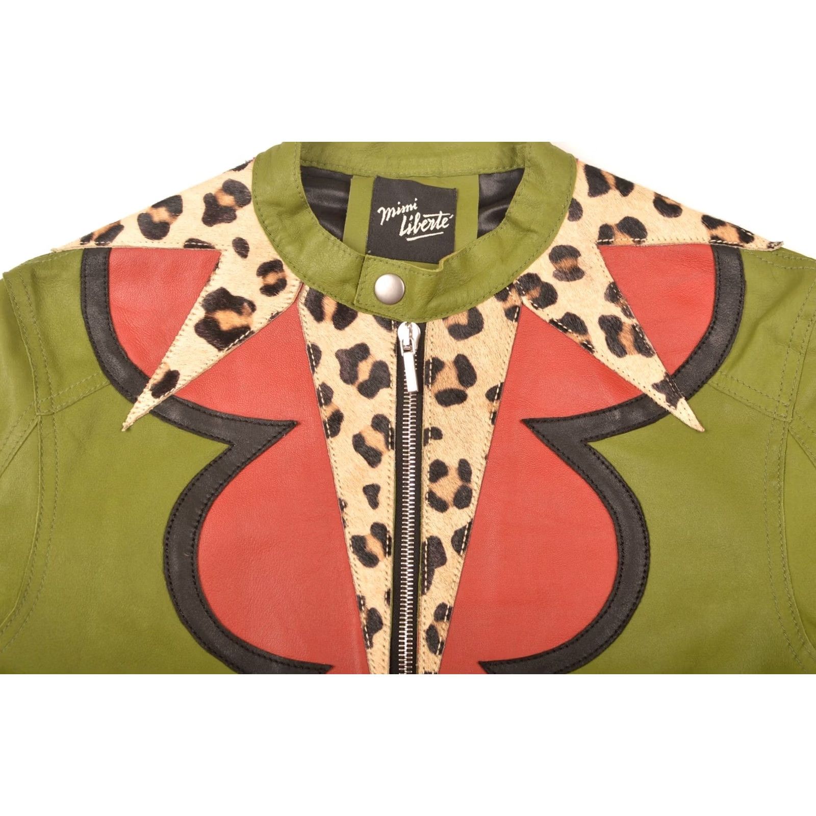 Vintage Michel Klein Mimi Liberte Leather Jacket ML 204 1207E Size 38 Green Women Biker Jacket Size XS / US 0-2 / IT 36-38 - 2 Thumbnail