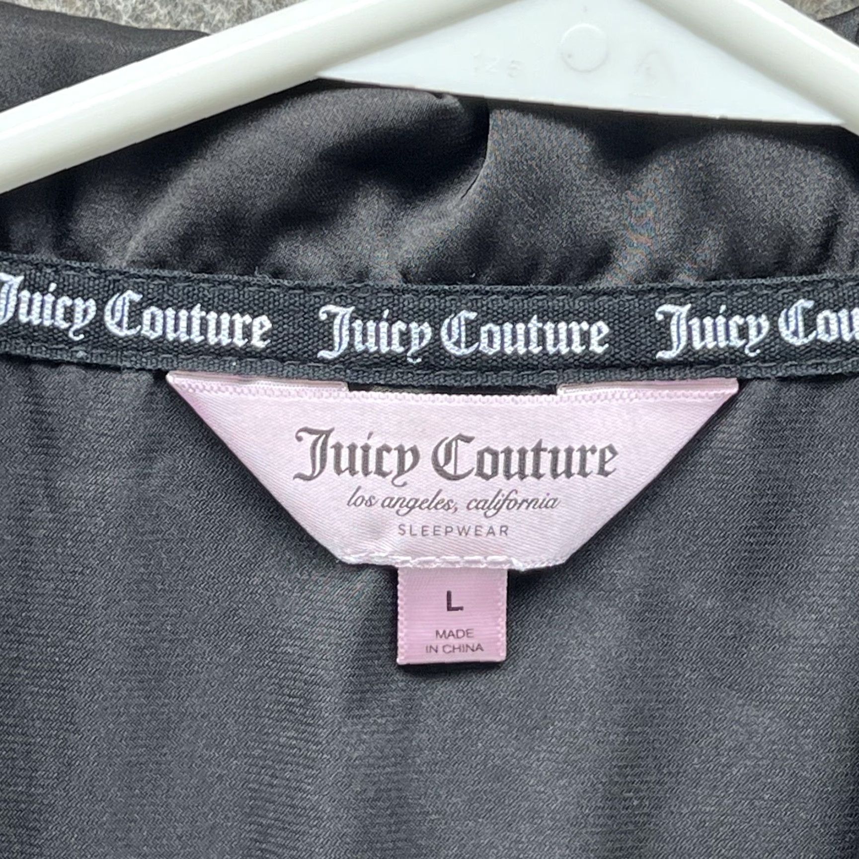 Juicy Couture Juicy Couture Sleep Shirt Womens Large Black Satin Nightgown Rhinestone Logo Shirt Size L / US 10 / IT 46 - 2 Thumbnail