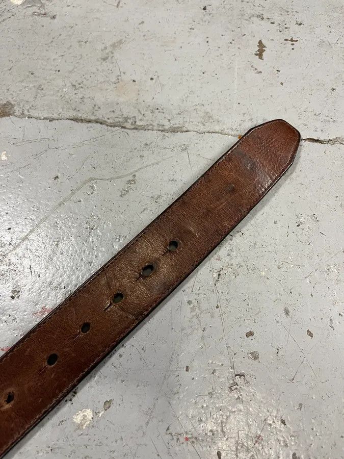 Designer × Dsquared2 × Vintage 2000s Dsquared2 Nuts & Leaves Bucke Brown Leather Belt Size ONE SIZE - 4 Thumbnail