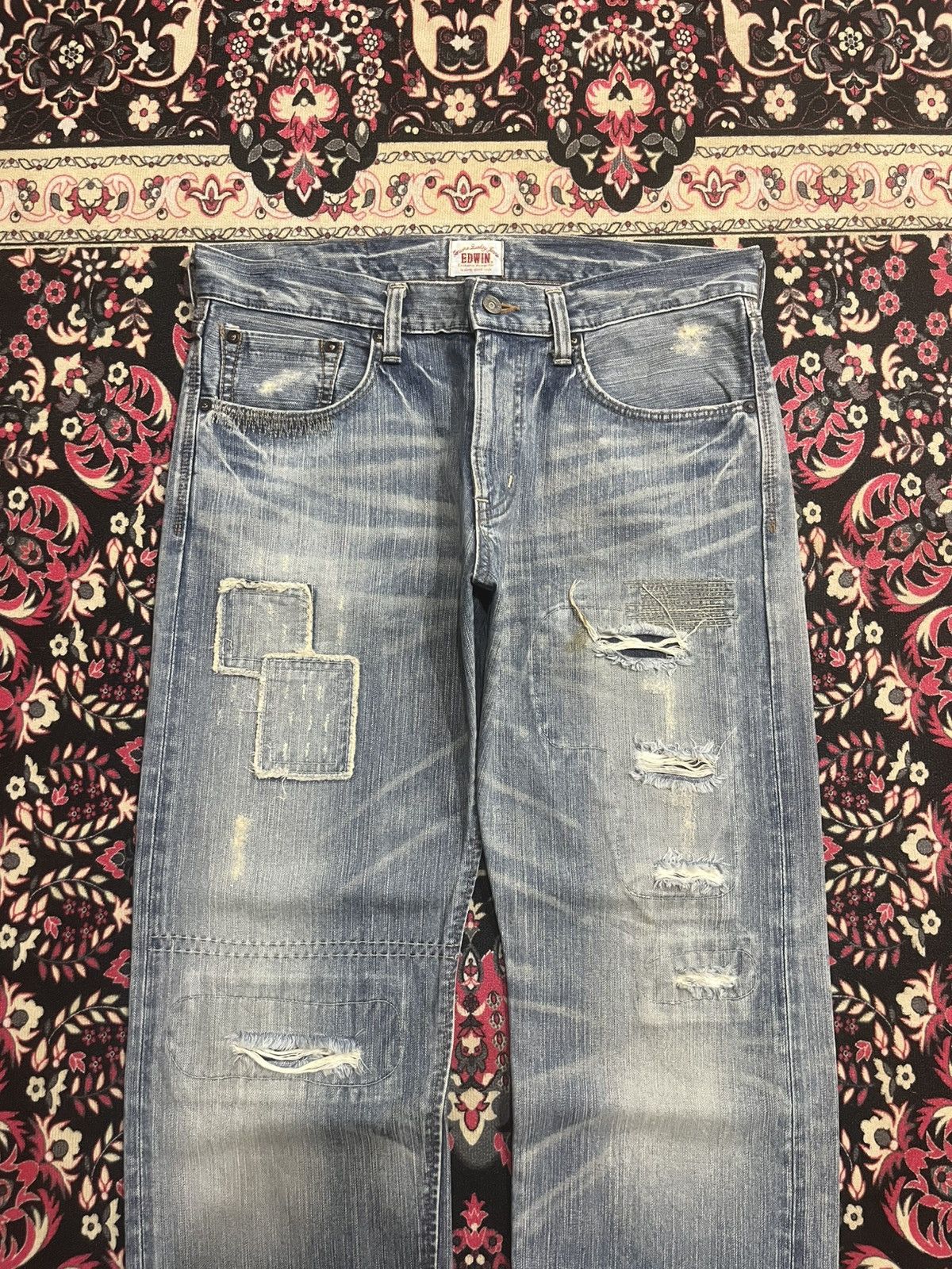 Kapital Vintage Japanese Brand Edwin XVS Patchwork Sashiko Blue Jean Size US 34 / EU 50 - 3 Thumbnail