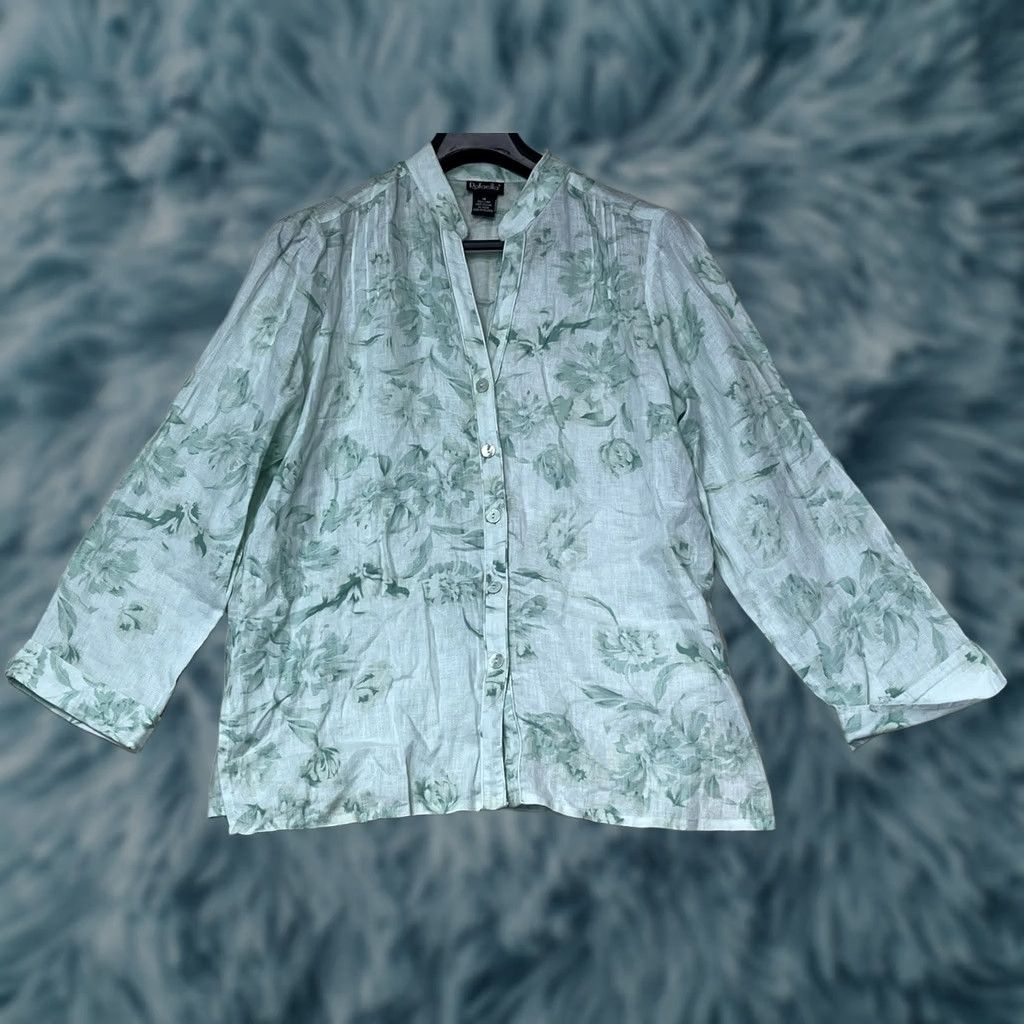 Vintage Rafaella Linen Floral Button Up Tunic Top Shirt Women’s Size 14 Size XL / US 12-14 / IT 48-50 - 1 Thumbnail