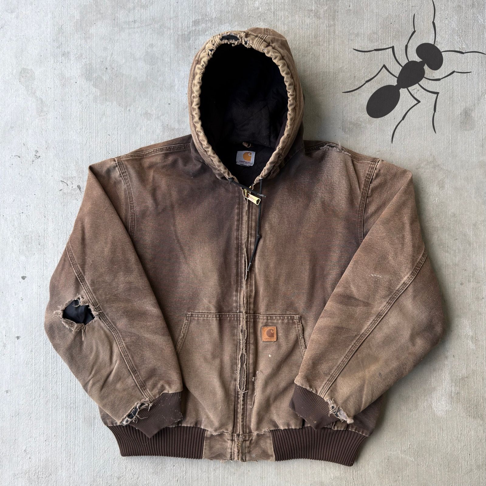 Carhartt × Vintage Carhartt J130 DKB brown hooded work wear jacket Size US XL / EU 56 / 4 - 1 Thumbnail