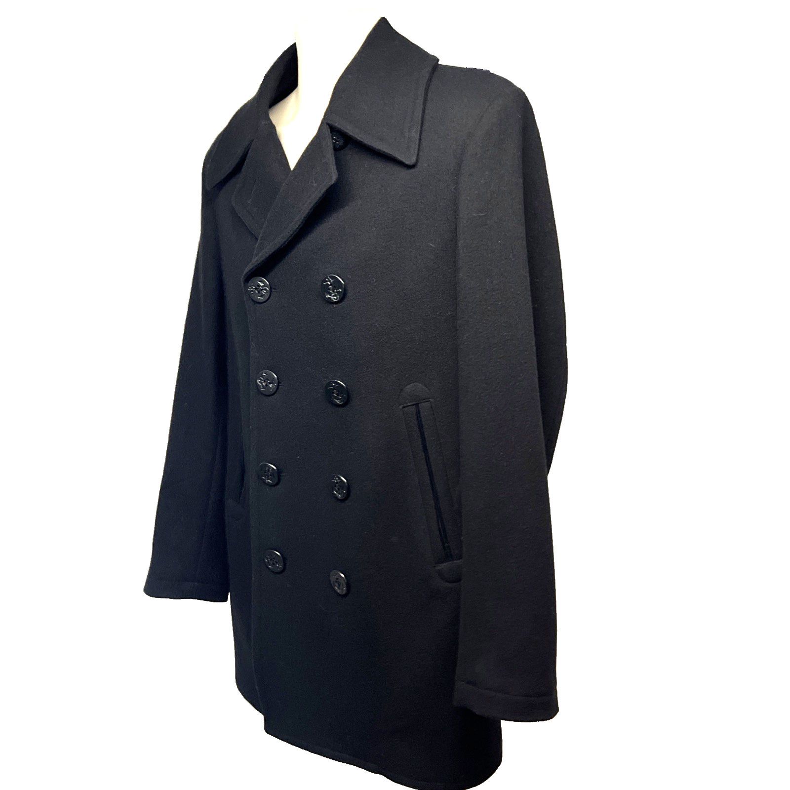 Brooks Brothers Brooks Brothers Black Wool Button Up Peacoat Medium Pockets Size US M / EU 48-50 / 2 - 7 Thumbnail
