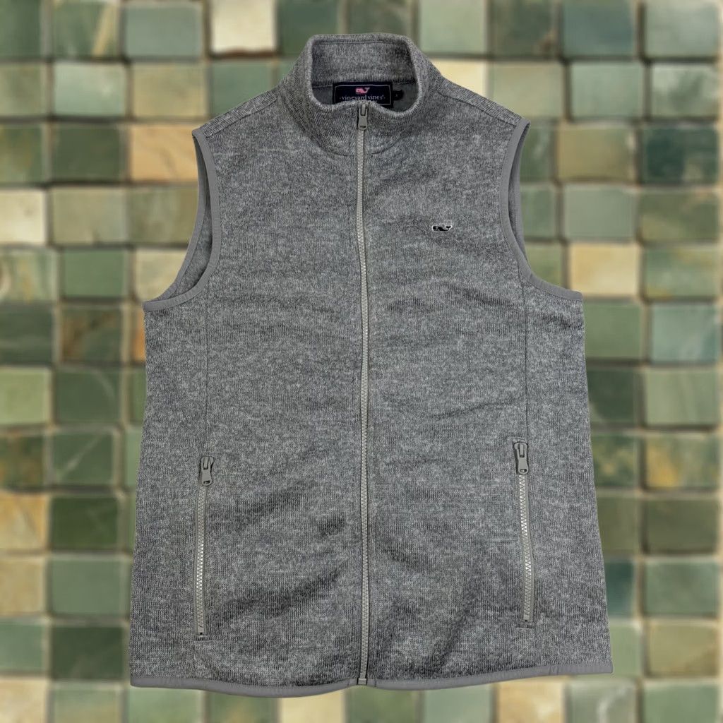 Vineyard Vines Vineyard Vines Vest Unisex XS Gray Fleece Full Zip Performance Preppy Whale Vest, Gray, XS, Full Zip, Pockets, Lightweight, Regular, Women Size XS / US 0-2 / IT 36-38 - 1 Thumbnail