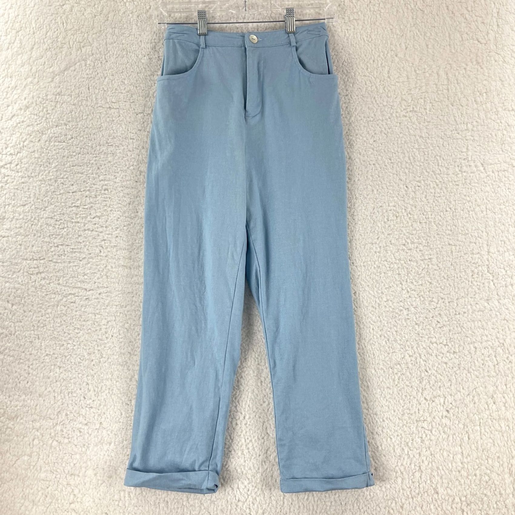 Urban Outfitters Urban Outfitters Blue Linen Blend Straight Leg High Rise Pants Womens Size 0 jeans not included Size 25" / US 0 / IT 36 - 2 Thumbnail