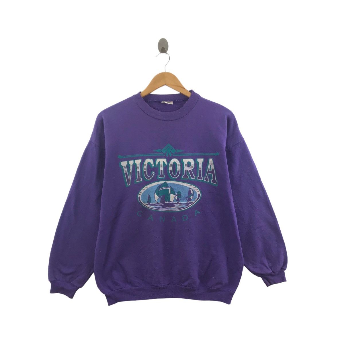 Vintage 90s VICTORIA CANADA Sailing Yatch Print Design
