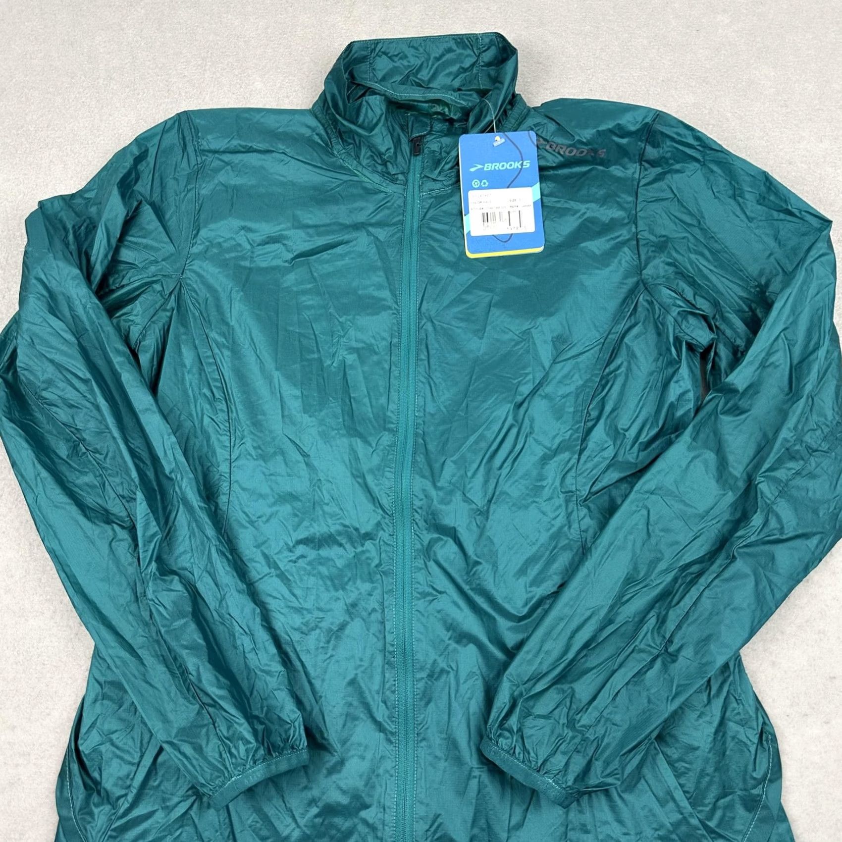 Brooks Brooks LSD Jacket Womens Small Kale Windbreaker Packable Reflective S Running & Jogging Zip Pockets Green Size S / US 4 / IT 40 - 2 Thumbnail