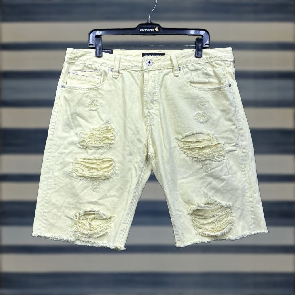 Cult Of Individuality Cult Of Individuality Shorts Mens 38 Yellow Rebel Shorts Stretch Denim Distress Size US 38 / EU 54 - 1 Thumbnail