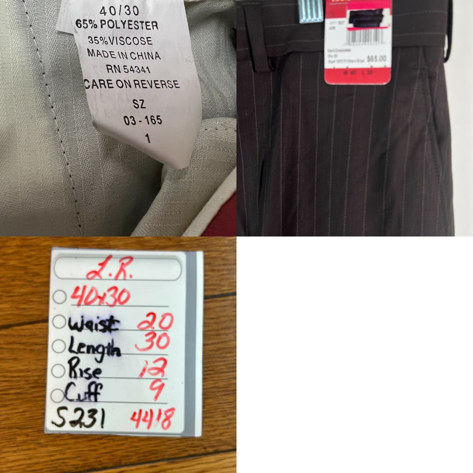 Vintage Louis Raphael Rosso Men Dress Pants Striped Dark Chocolate Brown 40X30 Regular Inseam 30 in Size US 40 / EU 56 - 8 Thumbnail
