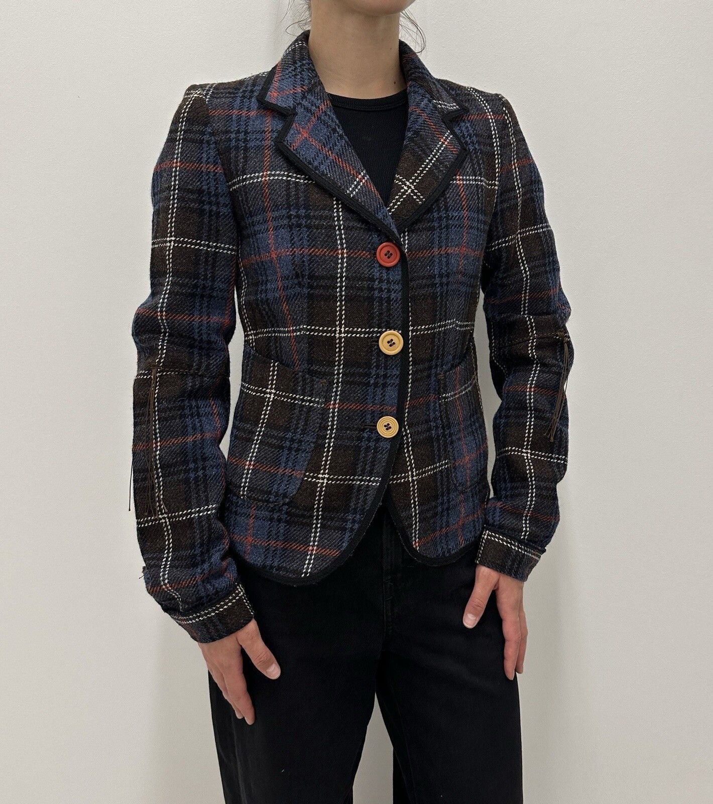 Marithe + Francois Girbaud Marithe Francois Girbaud Women's Tweed Plaid Blazer Jacket Size S / US 4 / IT 40 - 8 Thumbnail