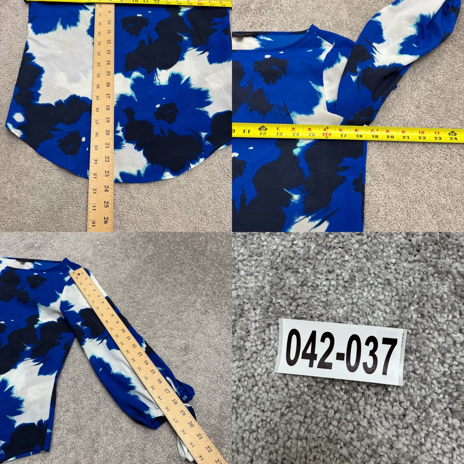 Banana Republic Banana Republic Floral Boat Neck Blouse Women XS Blue Tie Cuff Sleeve Casual Top Size XS / US 0-2 / IT 36-38 - 8 Thumbnail