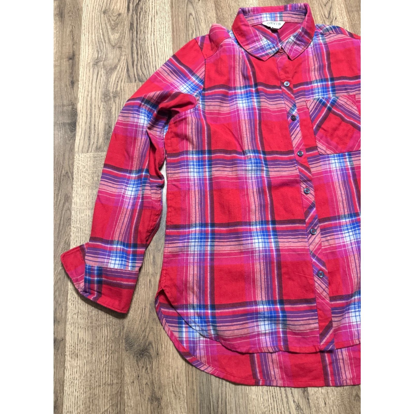 Orvis Orvis Shirt Womens Large L Button-Up Plaid Long Sleeve Blue Red Purple White Cotton Flannel Casual Winter Size L / US 10 / IT 46 - 3 Thumbnail