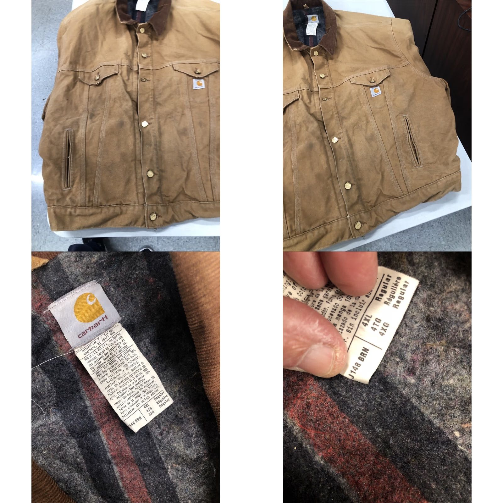 Carhartt VINTAGE Carhartt J148 4XL Trucker Jacket Bomber Coat USA Made Brown Lined Big & Tall Mens Size US XXL / EU 58 / 5 - 8 Thumbnail