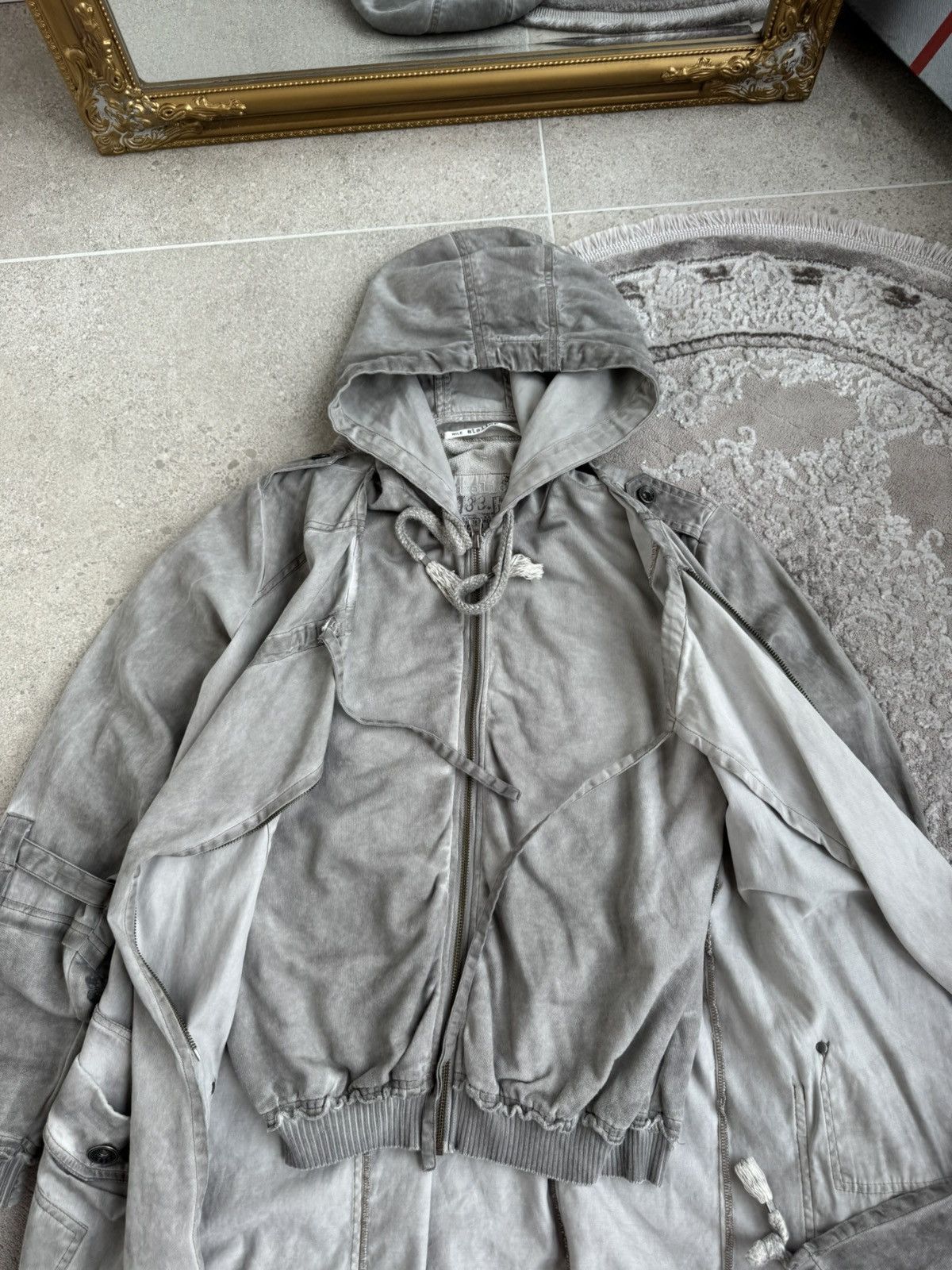 Japanese Brand Archival Faded Grey Longline Parka Hoodie Avant-Garde Style Size US S / EU 44-46 / 1 - 9 Thumbnail