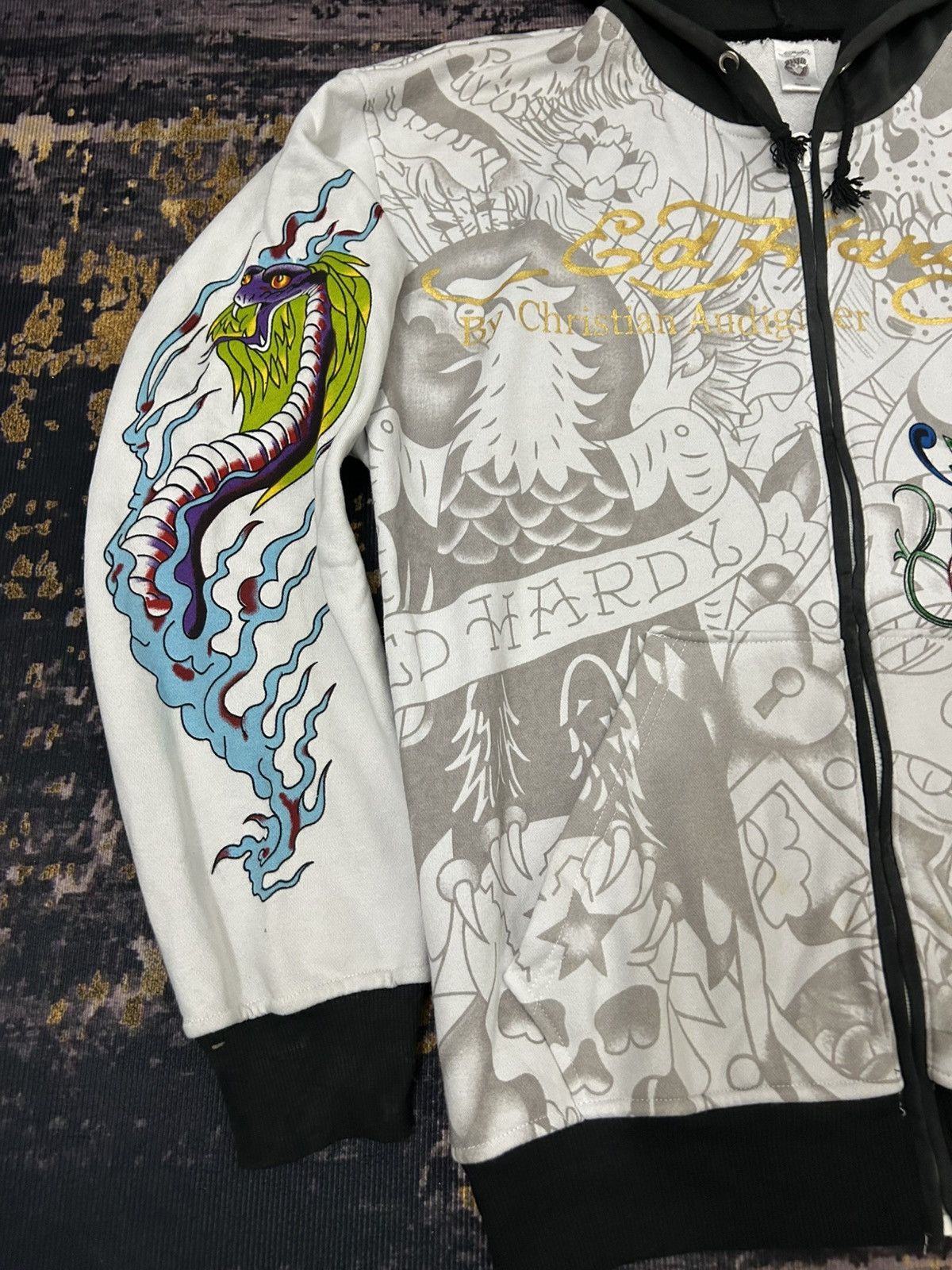 Ed Hardy Vintage Ed Hardy By Christian Audiger Zip Hoodie Size US XXL / EU 58 / 5 - 5 Thumbnail