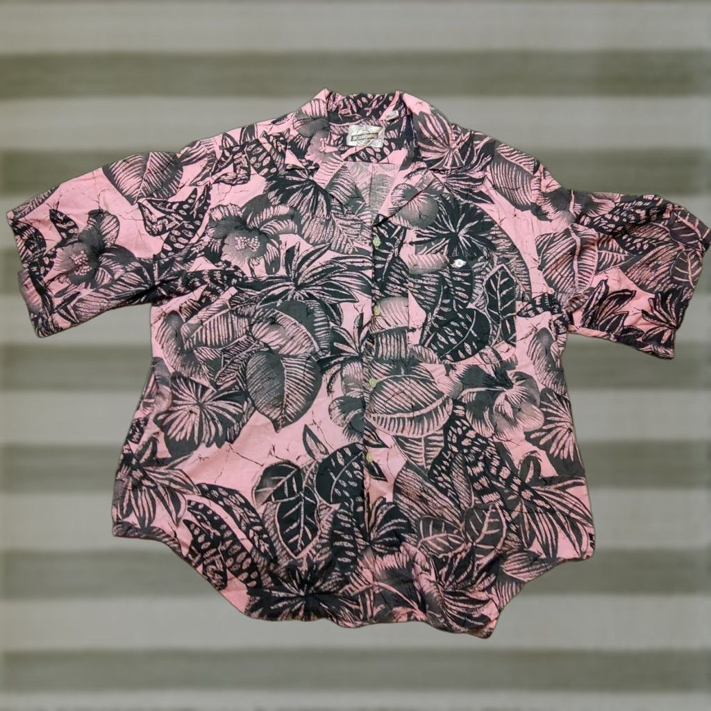 Vintage Bon Homme Mens L Large Pink Floral Short Sleeve Button Up Hawaiian Shirt USA Size US L / EU 52-54 / 3 - 1 Thumbnail