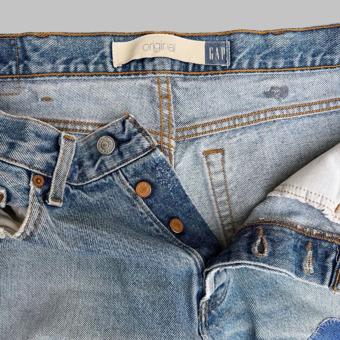 Gap × Vintage Gap 1990 9s Vintage W34 L29 Patched USA Blue Denim Jeans Size US 34 / EU 50 - 4 Thumbnail