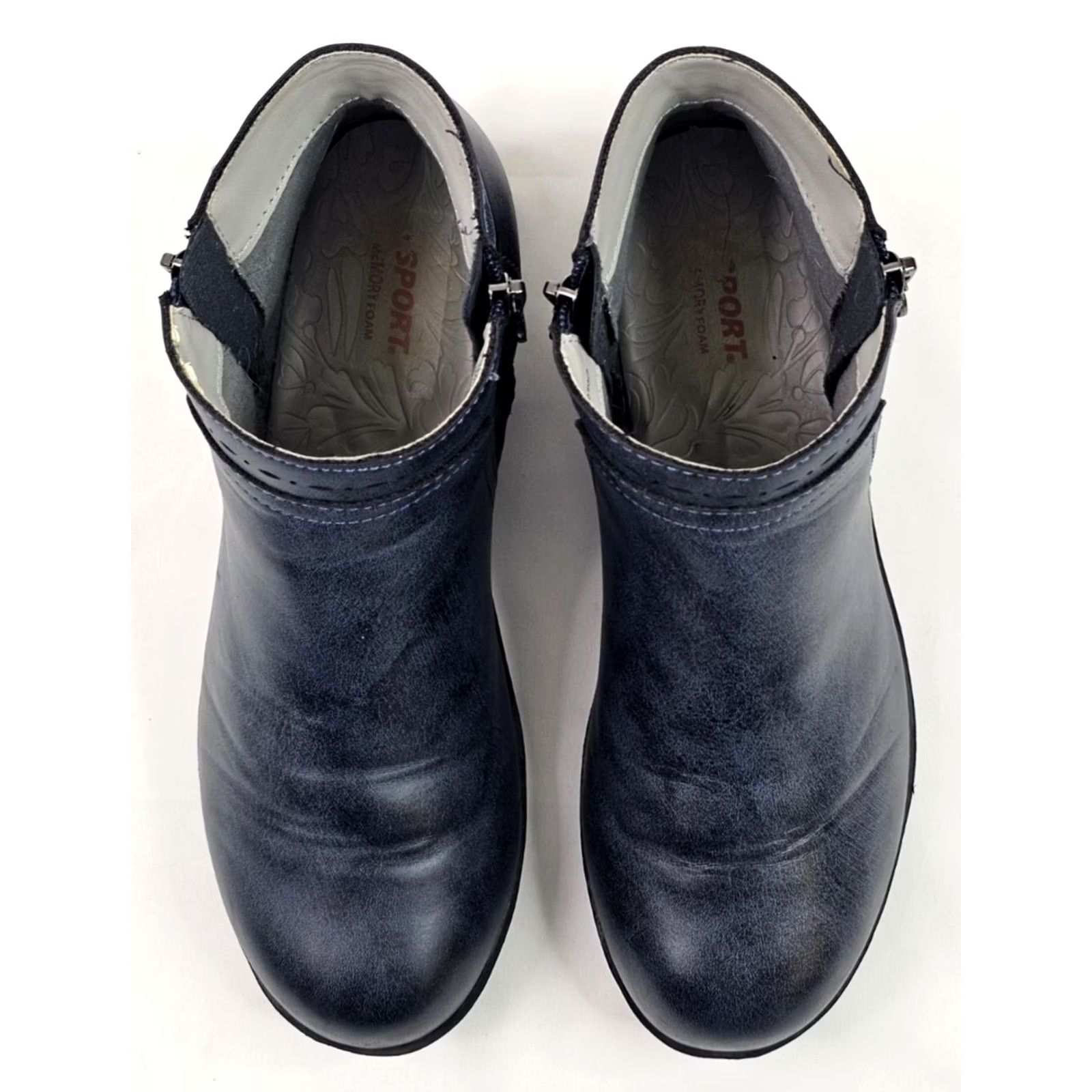 Vintage JSport by Jambu Jenna Ankle Boots Women 8M Blue Vegan Leather Side Zip Casual Bootie Size US 8 / IT 38 - 7 Thumbnail