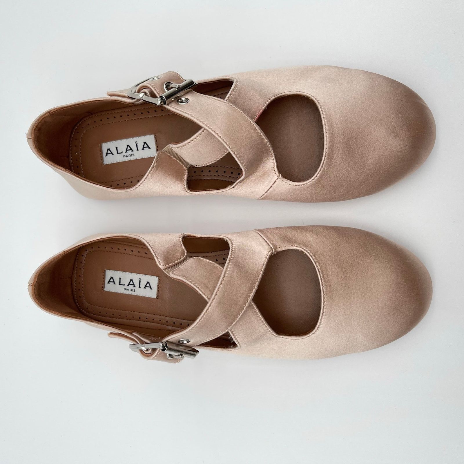 Alaia ALAIA | Criss Cross Satin Ballet Flat in Nude Baby Pink 36 Size US 6 / IT 36 - 11 Thumbnail