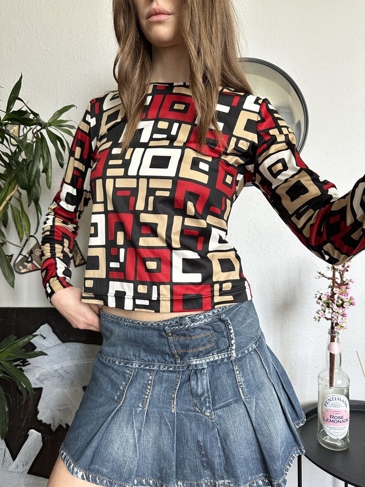 Mexx × Vintage Vintage slim full print futuristic top gaultier style y2k Size S / US 4 / IT 40 - 2 Thumbnail