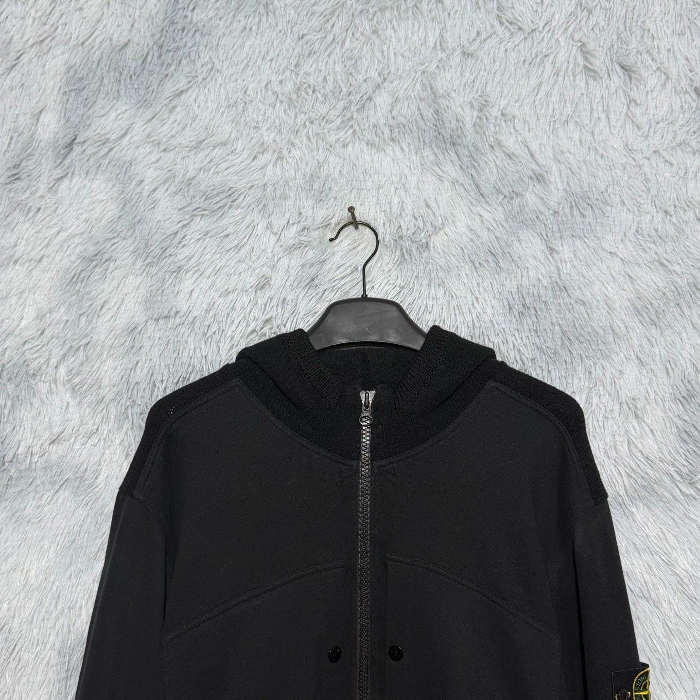 Stone Island Stone Island Knit Panel Half-Zip Hoodie Size US XL / EU 56 / 4 - 2 Thumbnail
