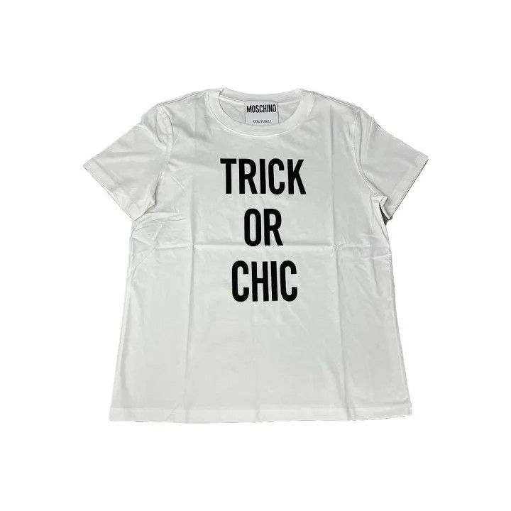 Moschino Moschino White Graphic Short Sleeve T-Shirt 0079 Size L / US 10 / IT 46 - 1 Thumbnail