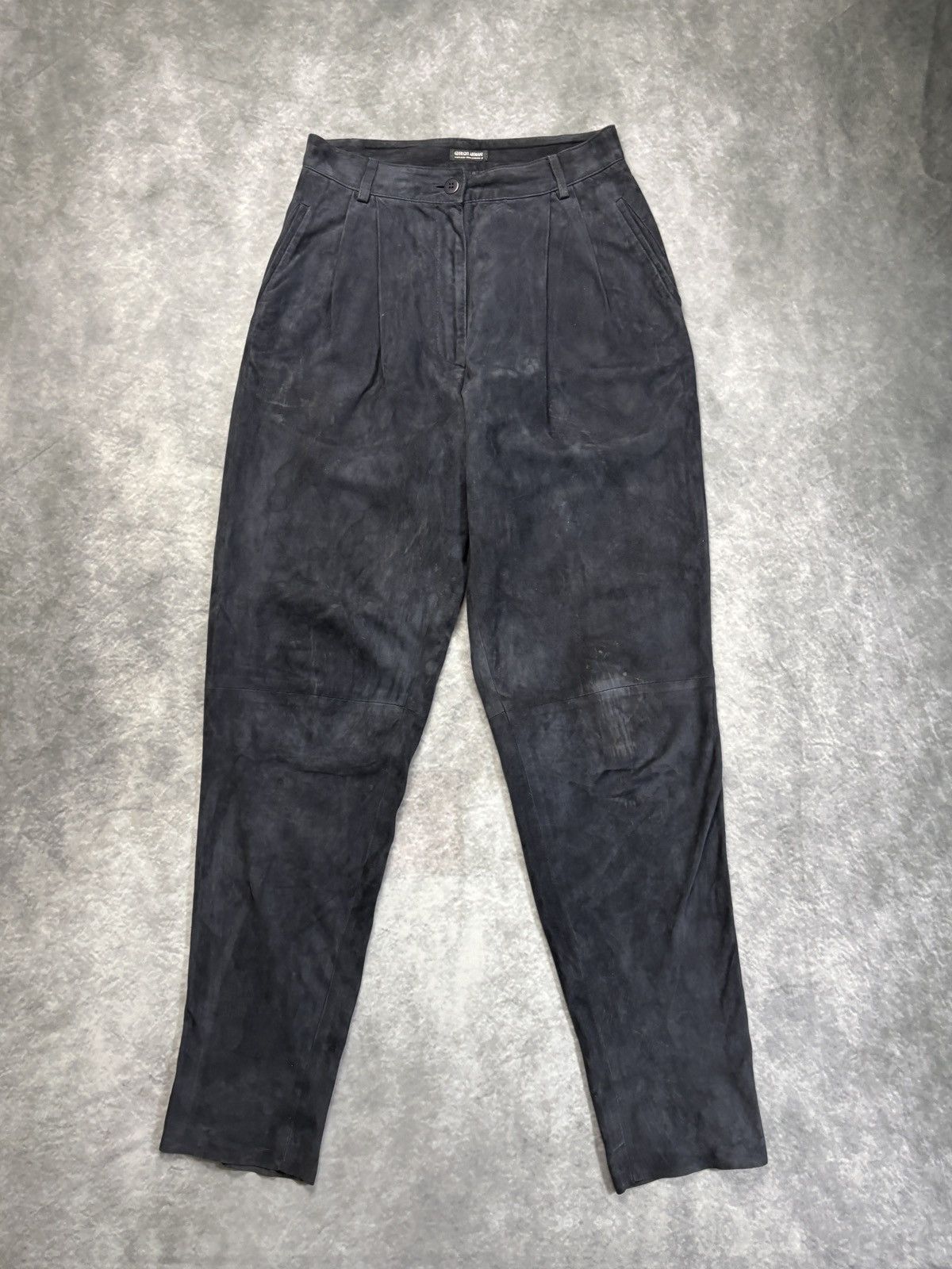 Giorgio Armani × Vintage 1980s Giorgio Armani Suede Pants Vintage Borgonuovo Black 44 Size 30" / US 8 / IT 44 - 20 Thumbnail