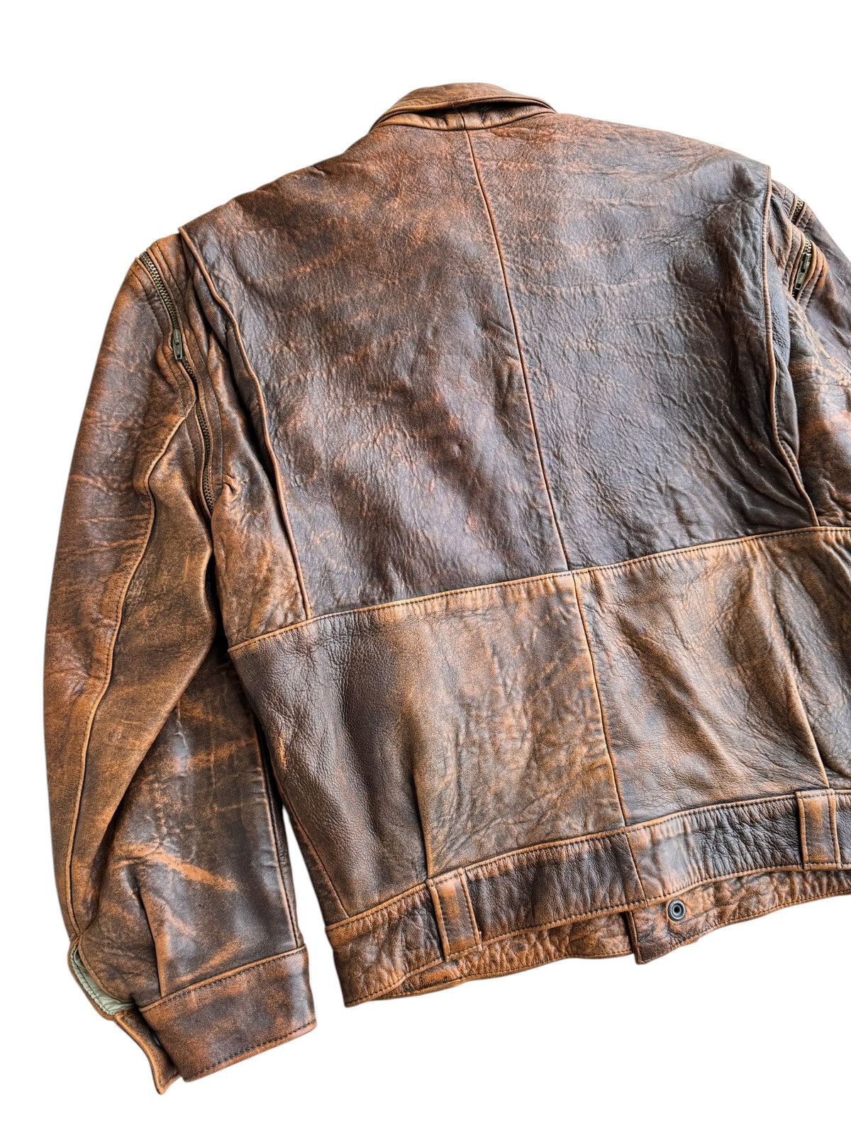 Avirex Vintage Distressed Undbranded Leather Jacket Removable Sleve Size US M / EU 48-50 / 2 - 6 Thumbnail