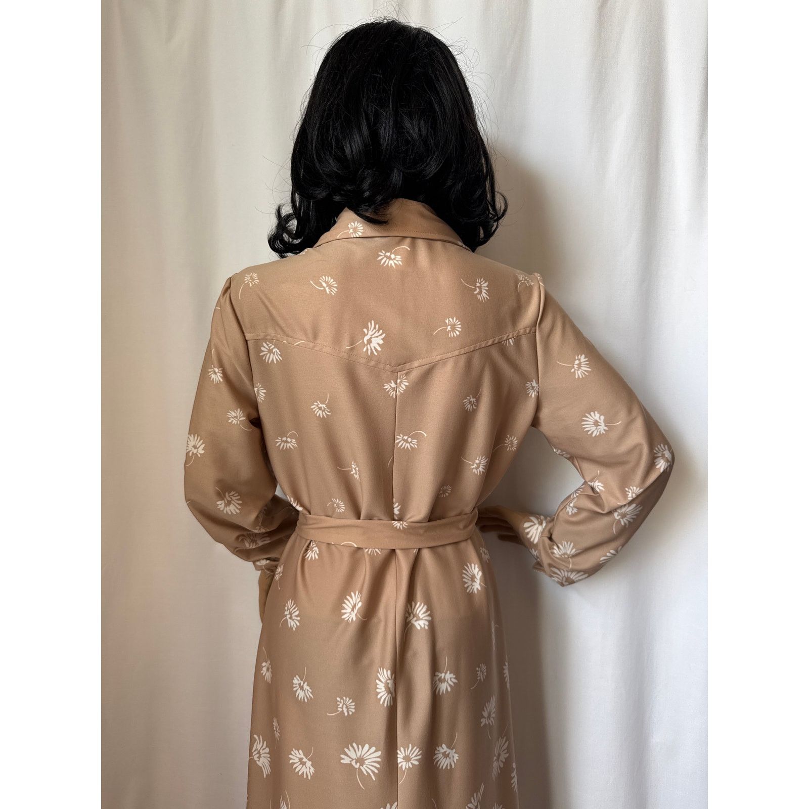 Vintage NWT Vtg Just-Mort Khaki collared Dress white daisy print M Size M / US 6-8 / IT 42-44 - 6 Thumbnail