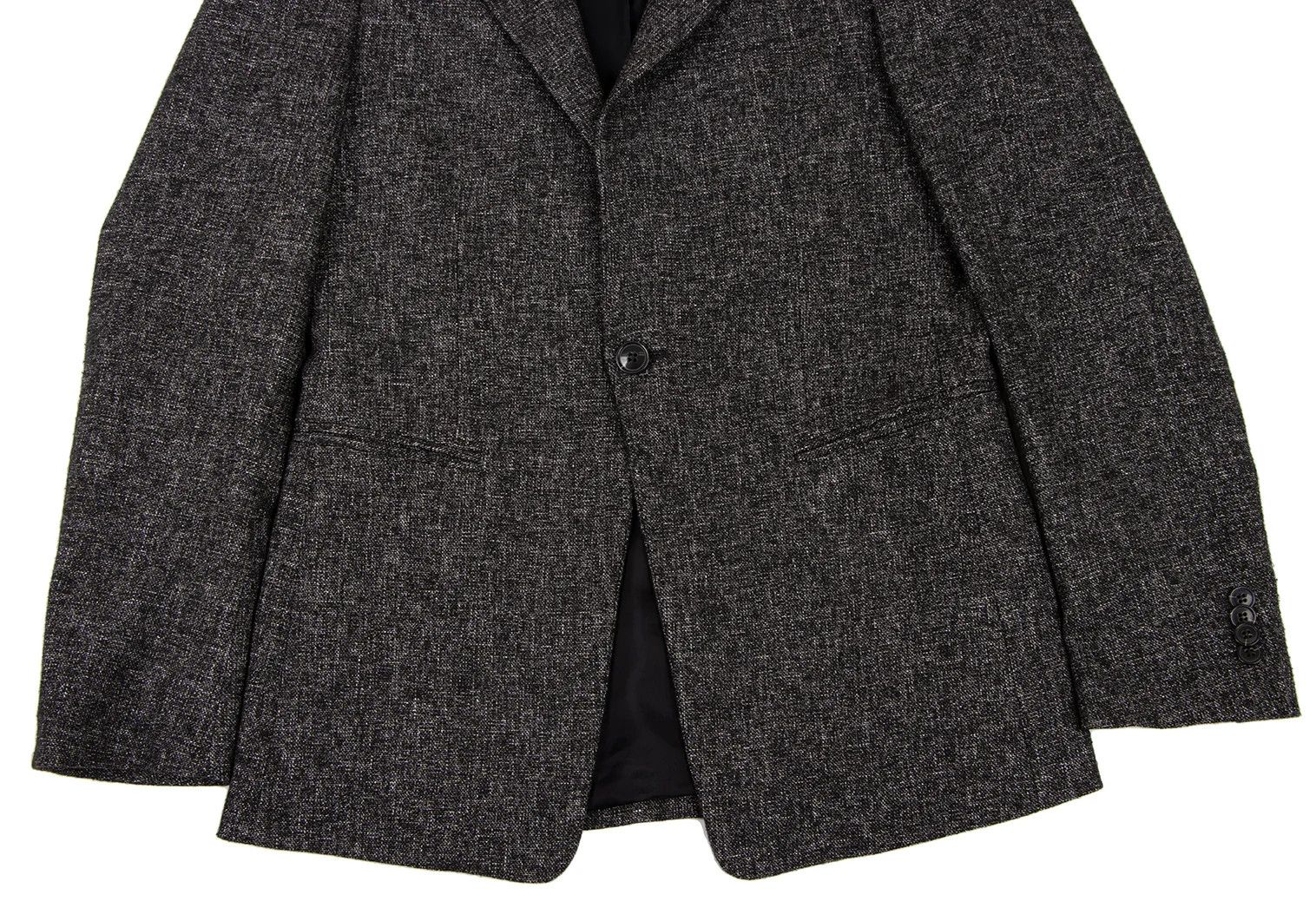 Emporio Armani Melange Wool One-Button Jacket in Black and White Size US S / EU 44-46 / 1 - 7 Thumbnail