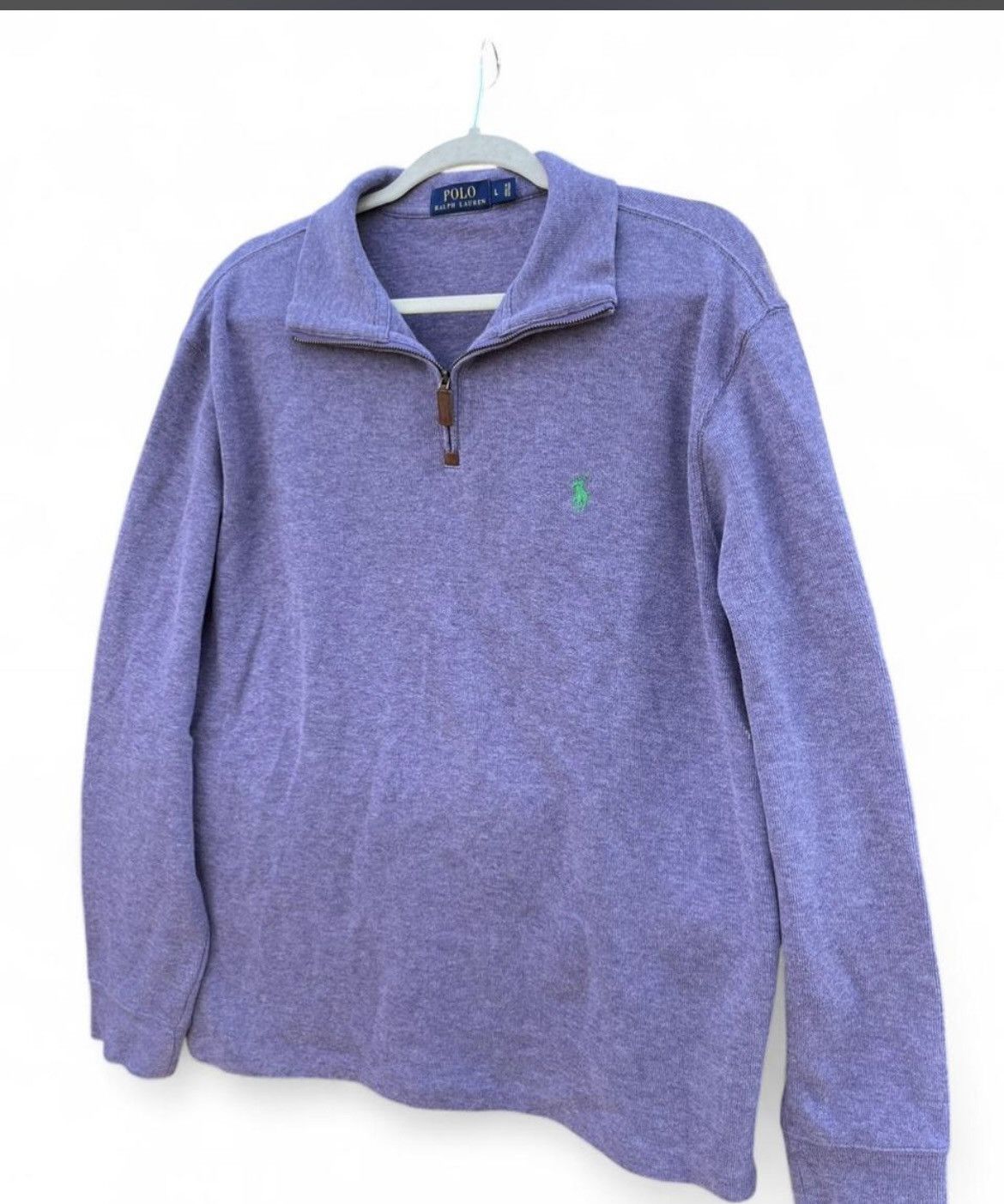 Polo Ralph Lauren Polo Ralph Lauren Rib Quarter-Zip Sweater Lavender Large Size US L / EU 52-54 / 3 - 4 Thumbnail