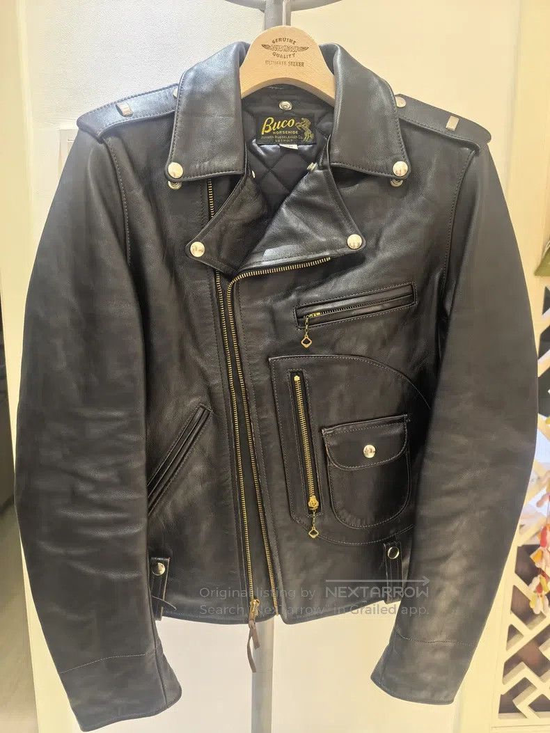 Buco Buco J24 black tea-core horseskin leather coat Size US M / EU 48-50 / 2 - 1 Thumbnail