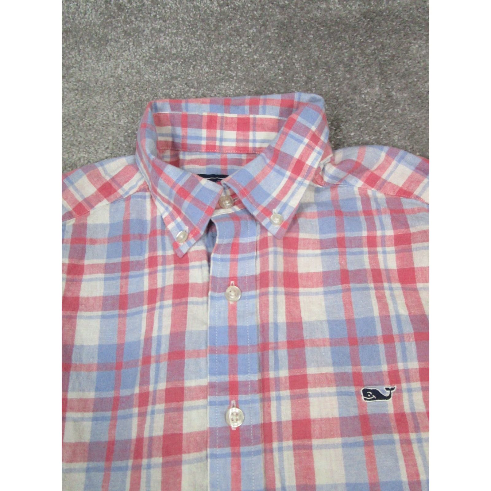 Vineyard Vines Vineyard Vines Shirt Mens S Pink White Linen Cotton Button Up Pattern Plaid Collared Long Sleeve Casual Size US S / EU 44-46 / 1 - 2 Thumbnail