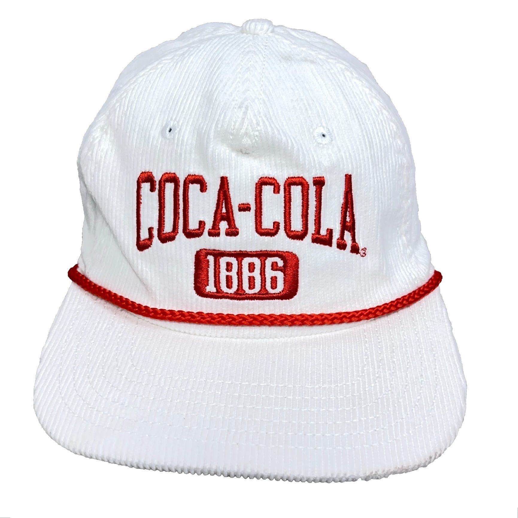 Vintage Coca Cola Hat Cap SnapBack White Red Corduroy Rope Trucker Soda Adult Retro Size ONE SIZE - 2 Thumbnail