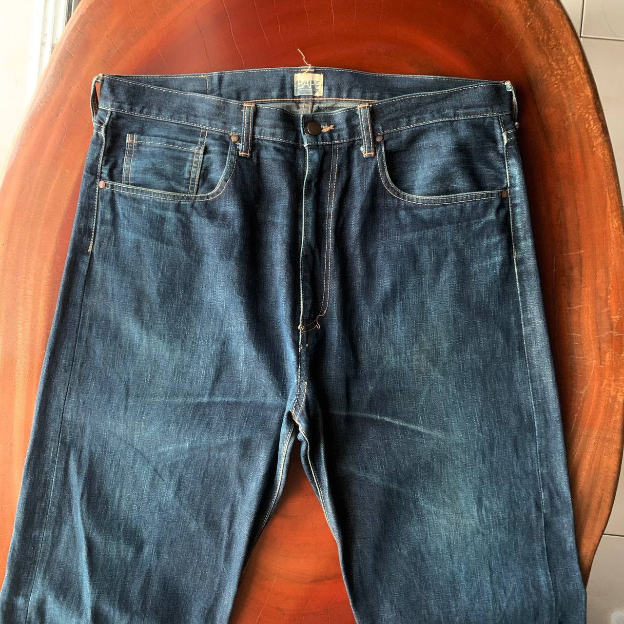 Bape Distressed A Bathing Ape Bape Back Logo Blue Jeans Pants Size US 39 - 4 Thumbnail
