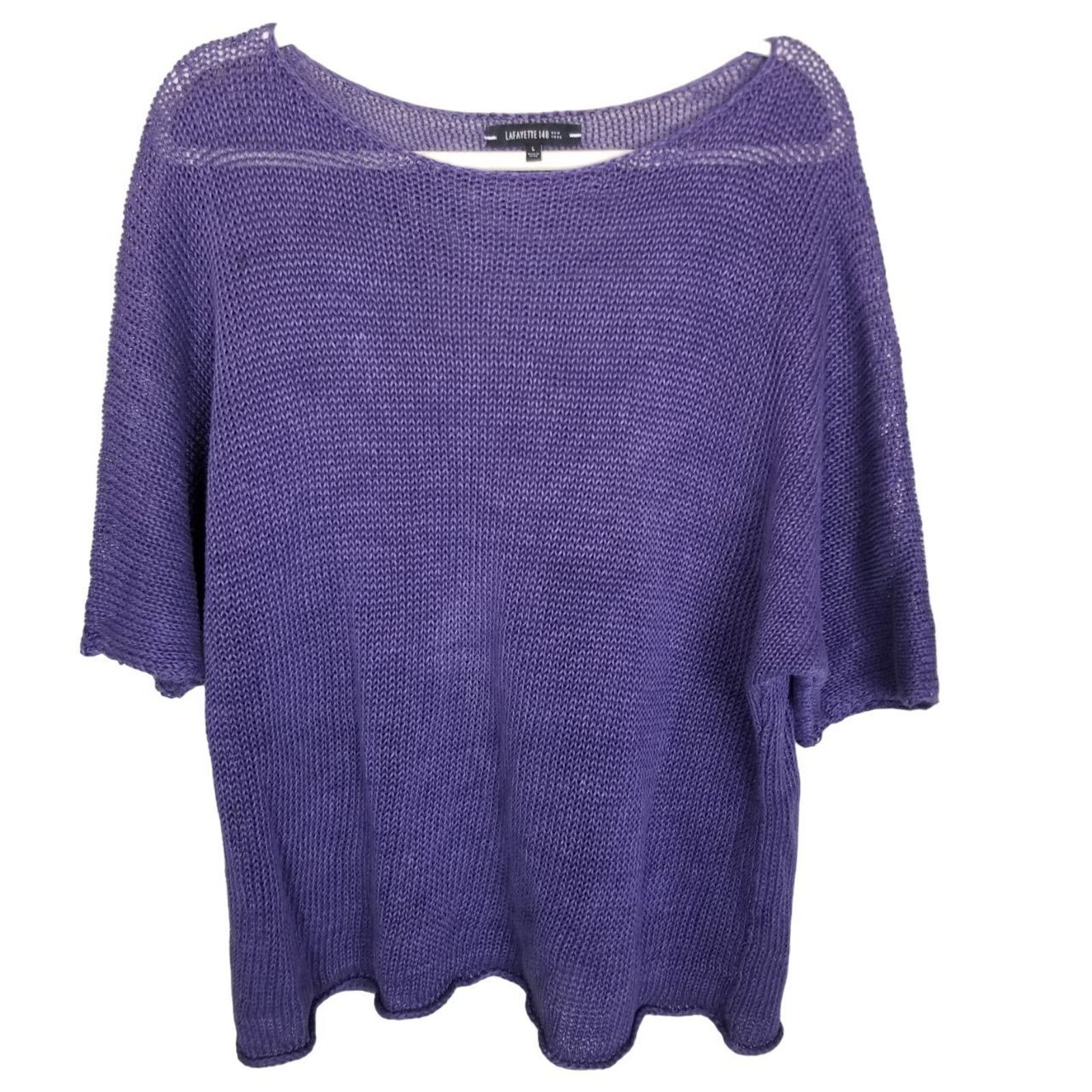 Lafayette 148 Lafayette 148 Womens Hemp Sweater L Open Knit Quiet Luxury Size L / US 10 / IT 46 - 1 Thumbnail