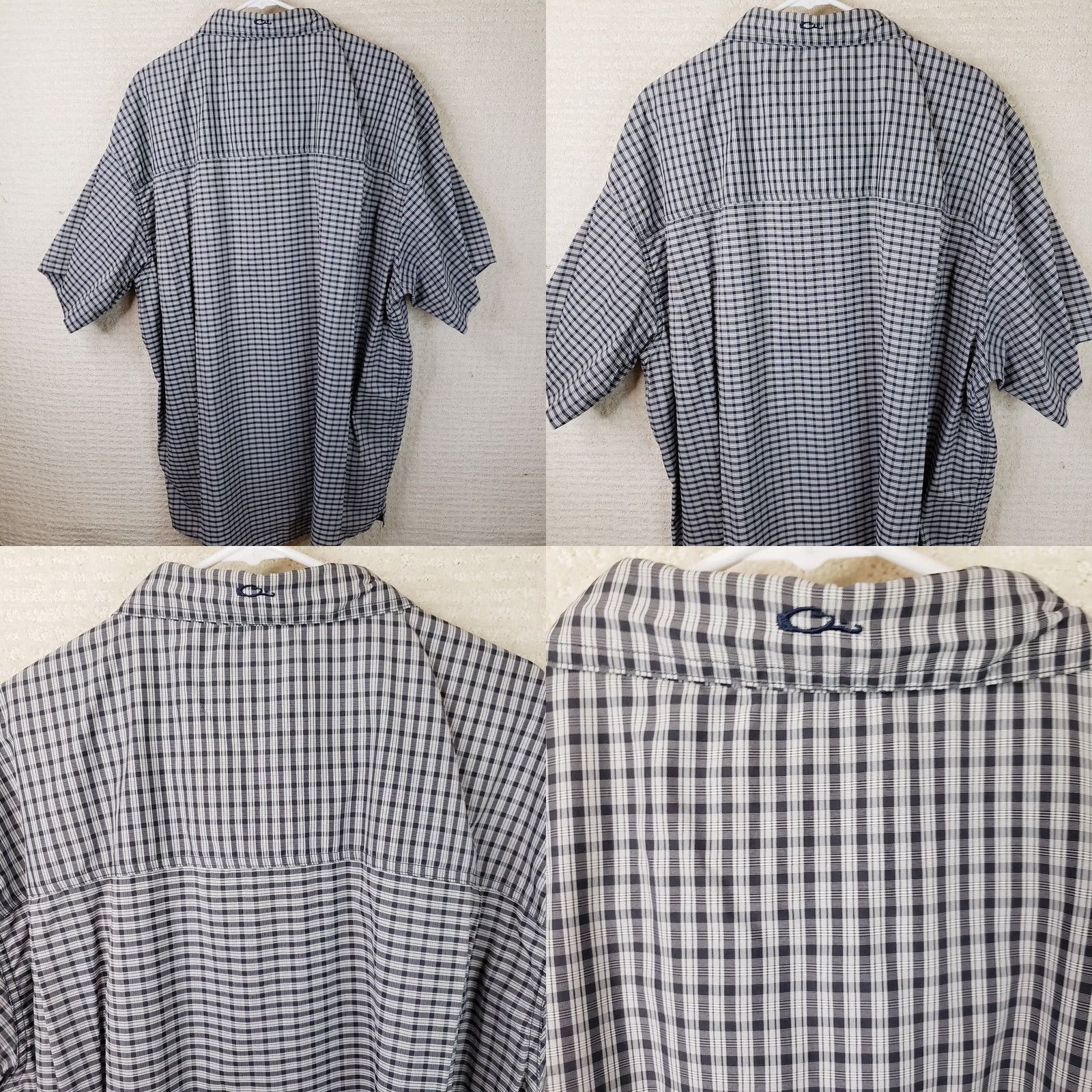 Vintage Drake Shirt Mens 3XL Blue White Plaid Short Sleeve Button Up Nylon Polyester Size US XXL / EU 58 / 5 - 8 Thumbnail