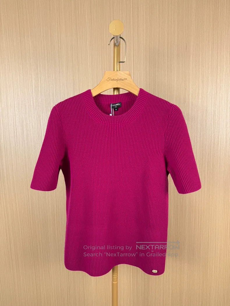 Chanel Chanel Rose-red half-sleeved knitwear Size XS / US 0-2 / IT 36-38 - 1 Thumbnail