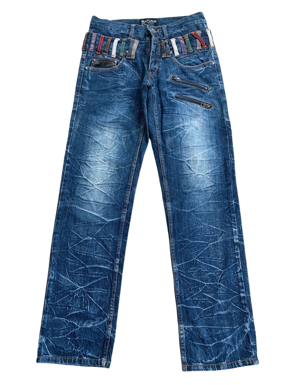Japanese Brand NYLAUS DOUBLE WAIST MUDWAST DISTRESSED DENIM Size US 29 - 1 Thumbnail