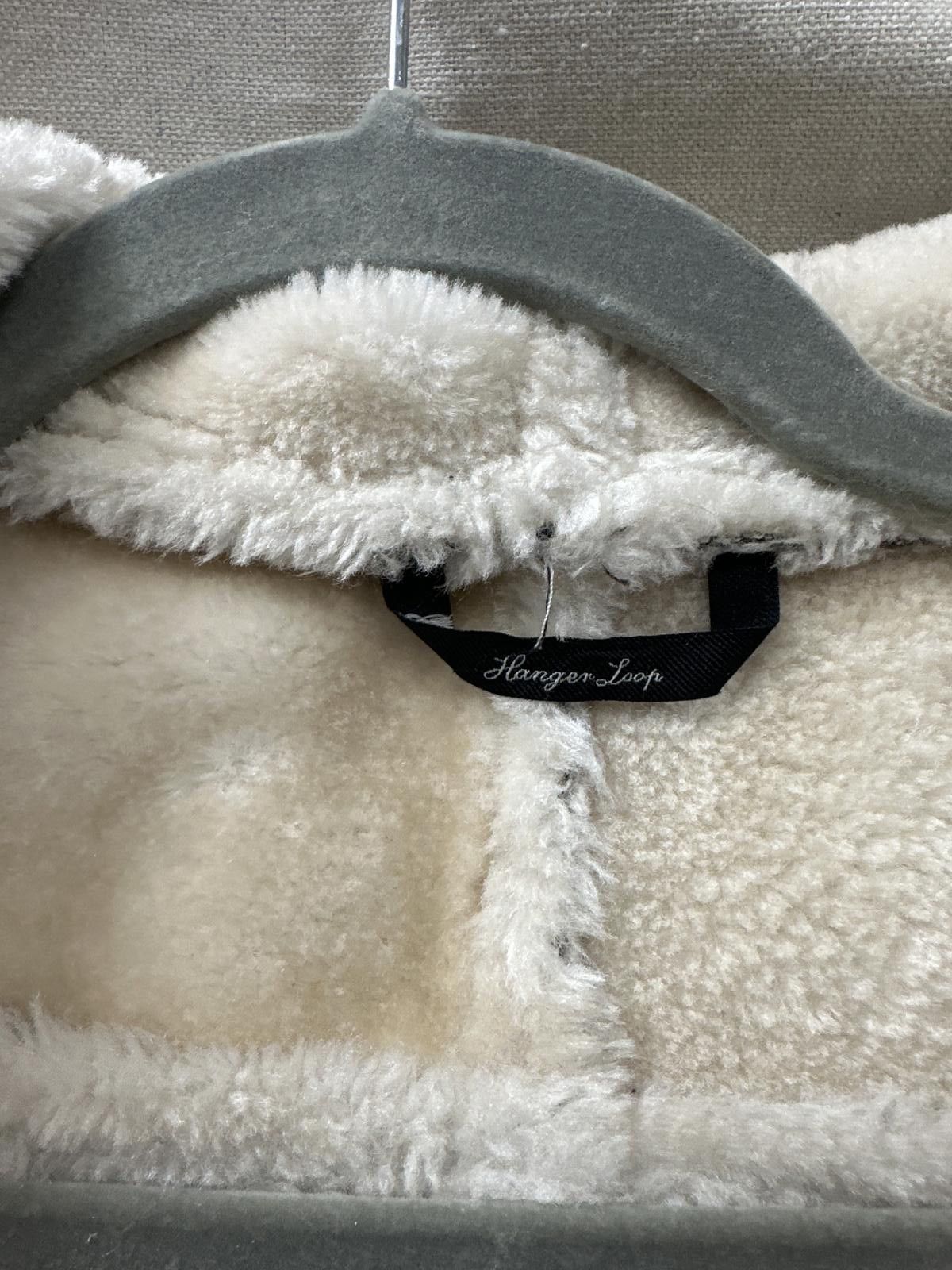 Designer Stylish Black Faux Leather Jacket with Cream Shearling Linin Size L / US 10 / IT 46 - 2 Thumbnail