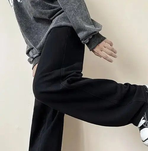 Japanese Brand Black Color Straight Baggy Denim Pants Size US 31 - 2 Thumbnail