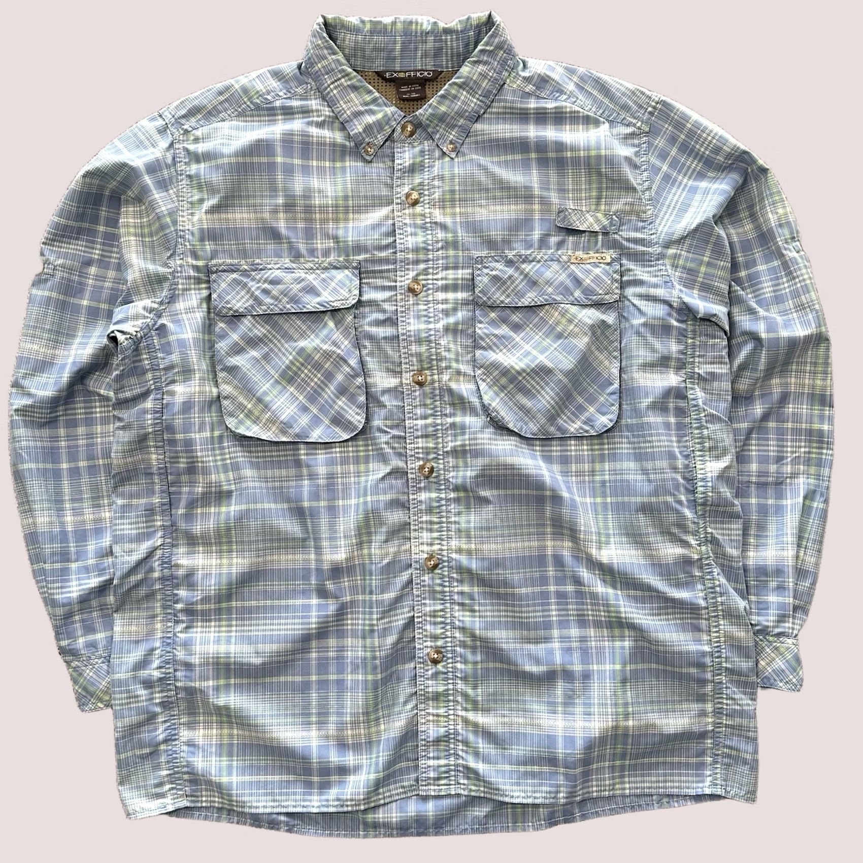 ExOfficio Exofficio Shirt Mens XL Blue Plaid Long Sleeve Button-Up Size US XL / EU 56 / 4 - 1 Thumbnail