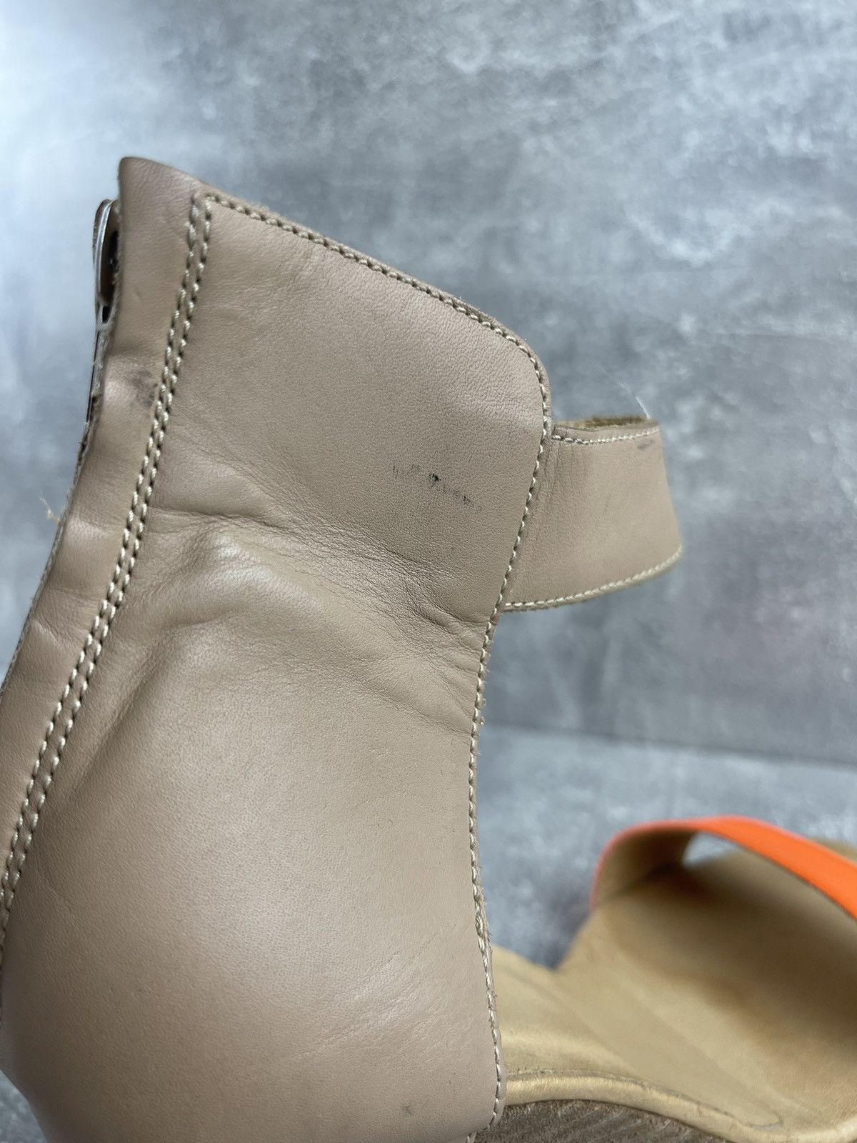 MM6 MM6 Maison Margiela Tan Beige Orange Leather Wedge Sandals Size US 9 / IT 39 - 13 Thumbnail