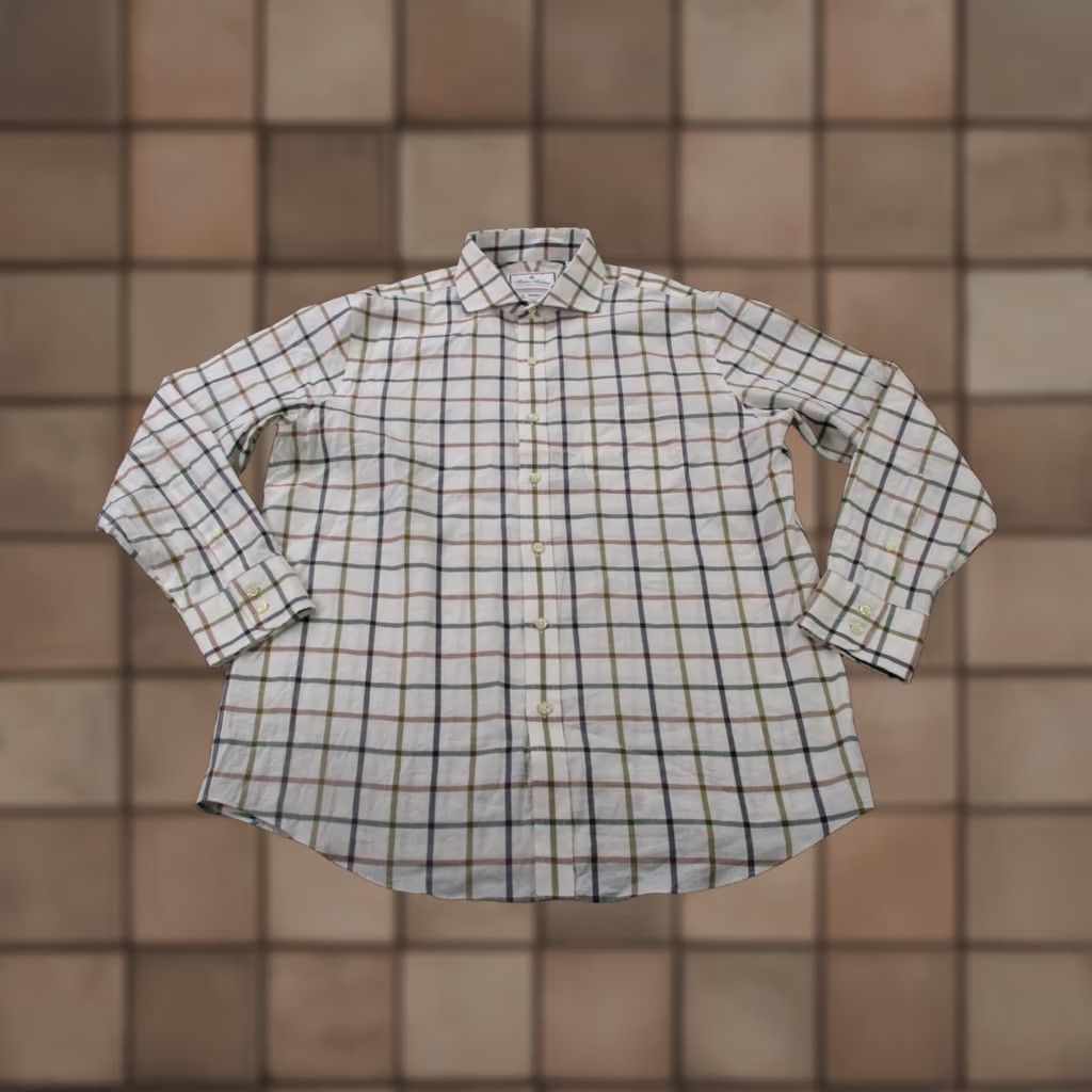 Brooks Brothers Brooks Brothers Shirt Men XL Plaid 16 34 Beige Italy Business Thomas Mason Golf Button-Up Collared Long Sleeve Knit Cotton Multicolor Modern 90s Mens Size US XL / EU 56 / 4 - 1 Thumbnail